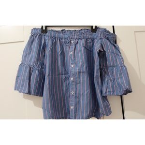 Off the shoulder stripe shirt (A&F) || S